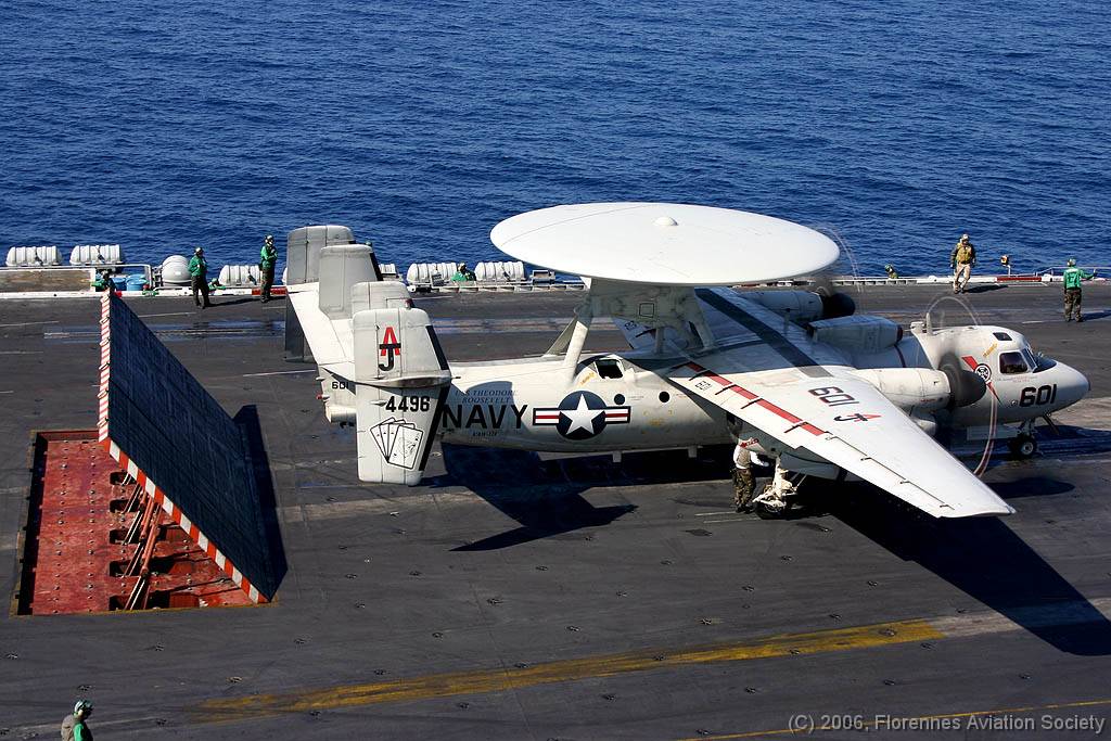 20 CVN71060221 E-2C 164496 AJ-601 DK 03 E-2C 164496/AJ-601 of VAW-124 - USS Theodore Roosevelt, 21 February 2006 (C) Didier Kories